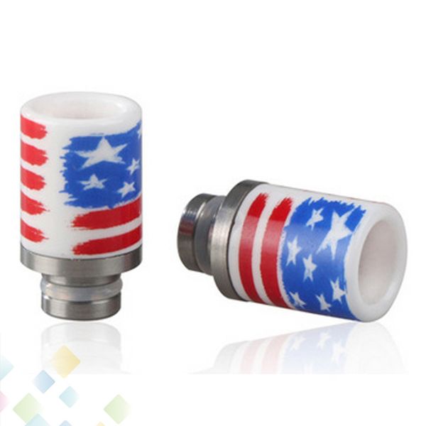

US Flag Ceramic drip tips E Cigarttes Wide Bore Drip Tips With US Flag Pattern Fit RDA Tank 510 Drip Tips DHL Free