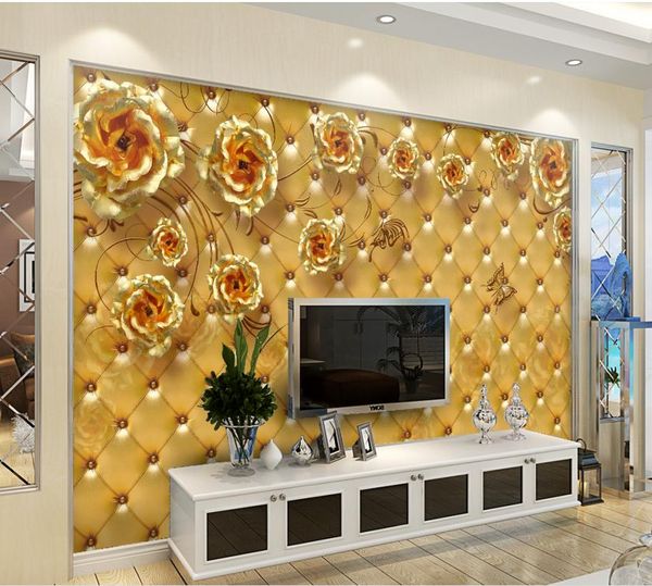 

golden rose soft bag living room bedroom tv background wall murals mural 3d wallpaper 3d wall papers for tv backdrop