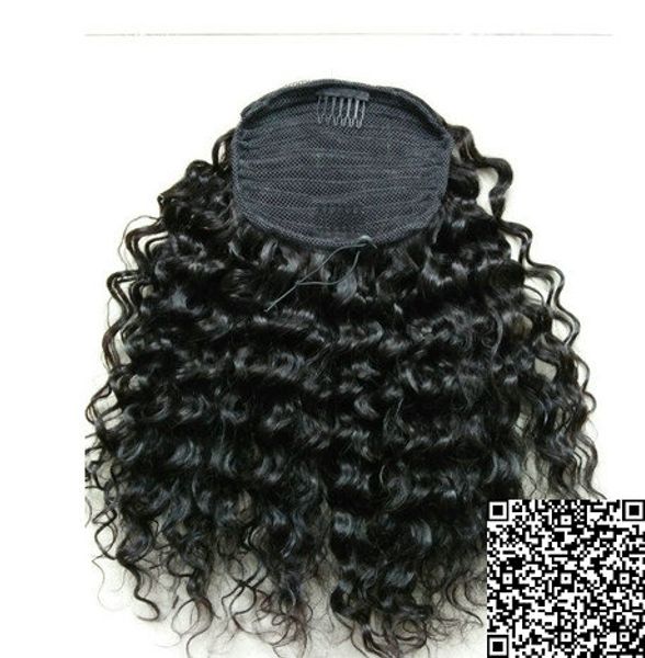 

ciara natural curly drawstring pony tail hairpiece clip in human black hair ponytail 100% malaysian human hair drawstring ponytail extention