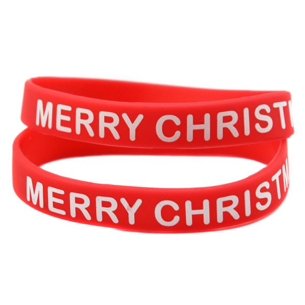 

100pcs merry christmas silicone rubber bracelet perfect to used in holiday gift size printed logo, Black