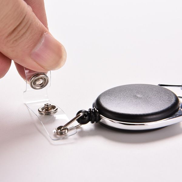 

telescopic key buckle retractable reel pull key id card badge tag clip holder carabiner style, Silver