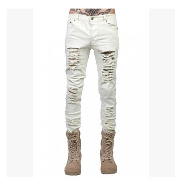 

men's jeans ripped jeans for men skinny Distressed slim designer biker hip hop swag black slim pants
