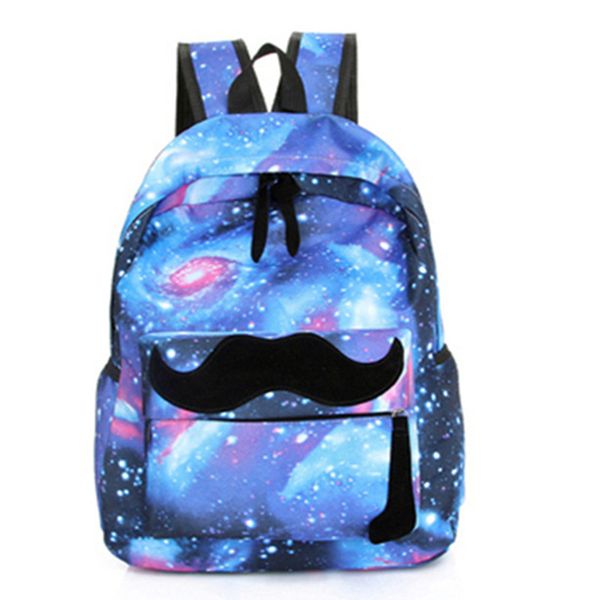 

wholesale- 2017 girls boys canvas backpack moustache galaxy school backpacks pattern rucksack travel bags school bookbag n829