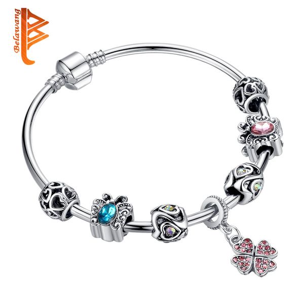 

BELAWANG Европейский Серебряный Шарм BraceletsBangles прозрачный кристалл Шарм бусины аутен