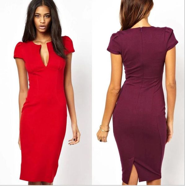 

новые элегантные дамы, сексуальные погружения с v-образным вырезом моды платье знаменитости карандашом платье, женщины носят для работы тонк, Black;gray