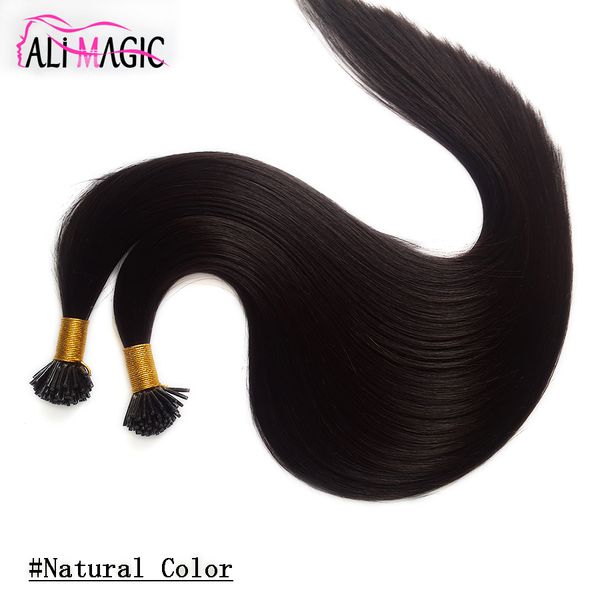 I Tip Cabelo Humano Natural Cor Preta 20 22 Polegadas Malásia Extensões de Cabelo Reto de Queratina 100g de Cabelo Para Venda