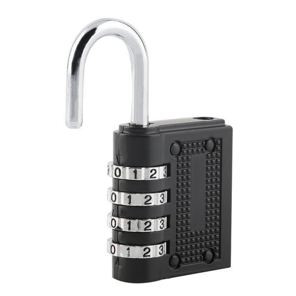 Nero 4 quadranti Combinazione resettabile Password Lock Safe Door Locker Pad Lock Lucchetto per bagaglio da viaggio Valigia ricerca calda