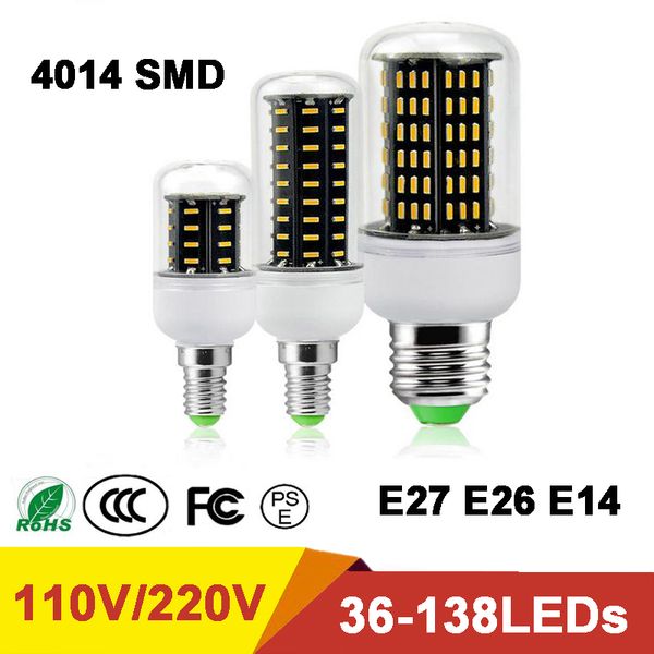 

высокий световой поток 4014 smd нет flicker мозоли сид шарика e27 e26 e14 110v 220v led лампа прожектор бесплатная доставка dhl