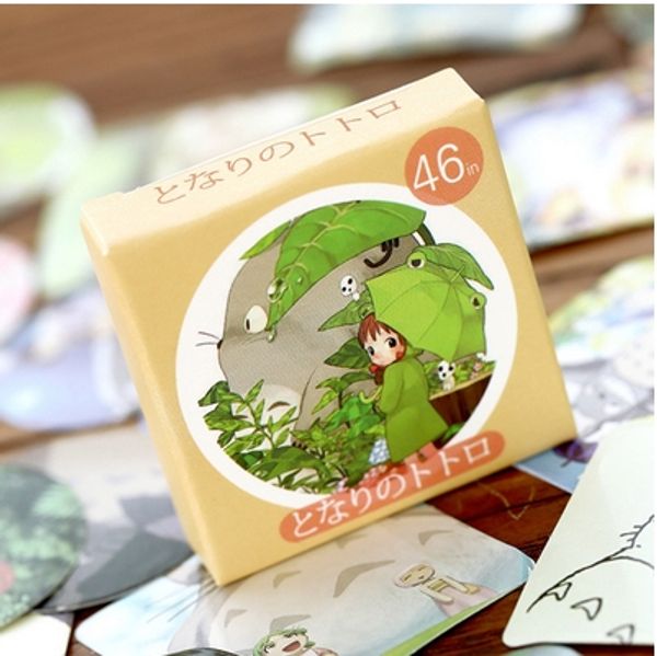 

wholesale- 46pcs/pack kawaii totoro diary label stickers watercolor sticker packs decorative diary sticker adhesive