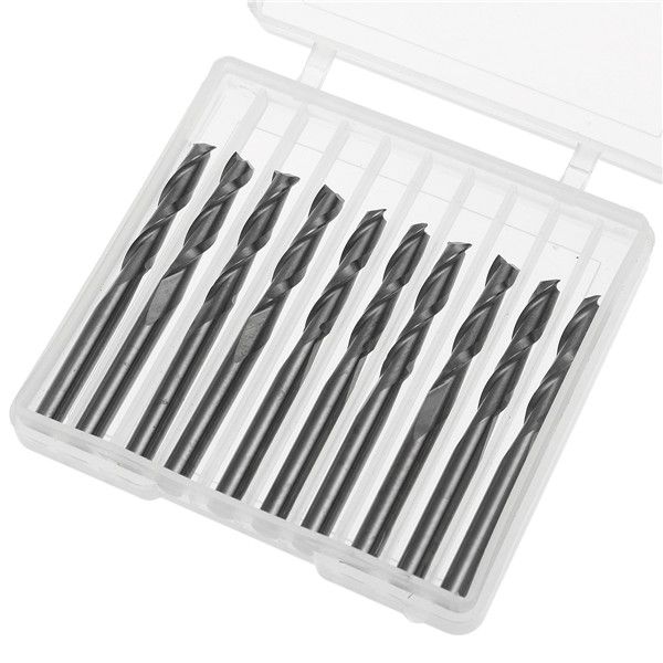 

10pcs 1/8 Inch Double Flute Spiral 17mm End Mill Set CNC Carbide Flat Nose End Mill