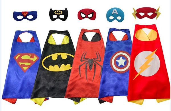 

2018 kids super hero capes 1 cape+1 masker chrismas gift boy children supe rhero spide rman vader super hero cape mask ing, Blue