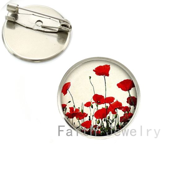 

wholesale- wholesale charming red poppy brooches field of poppies flowers picture brooch pins floral art jewelry mother's day gift ns13, Gray