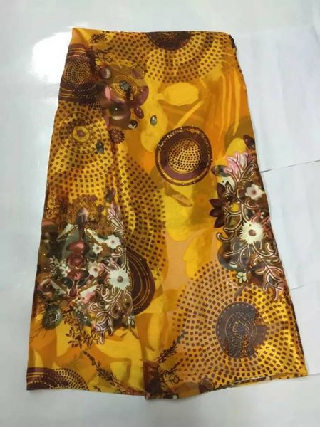 

5yards/pc charming orange chiffon silk lace african smooth and soft silk fabric with rhinestone for dress js34-2, Black;white