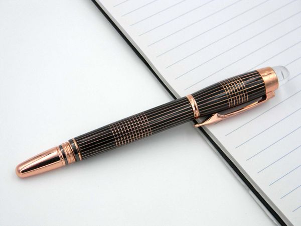 

black rose golden strip trim crystal cap metal rollerball pen, Blue;orange