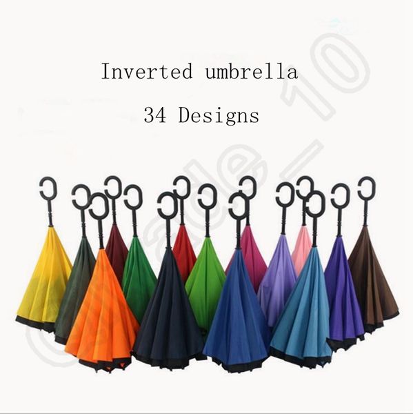 

Creative inverted umbrella double layer with c handle in ide out rever e windproof umbrella 19 color ooa867
