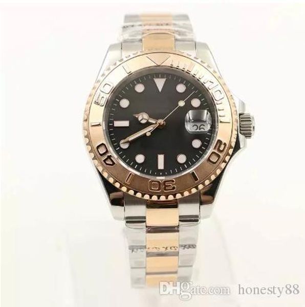 

2019 new luxury mens watch automatic stainless steel brown dial rose gold circle mechanical watches sapphire original clasp watch men 6875, Slivery;brown