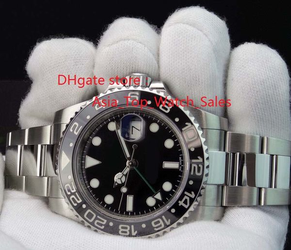 

stainless steel ceramic bezel 116710 mens automatic watch black dial men's movement wristwatches, Slivery;brown