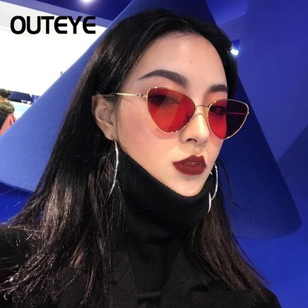 

wholesale- outeye cat eye women sunglasses tinted color lens vintage shaped sun glasses women eyewear 70s luxe red female sunglasses f3, White;black