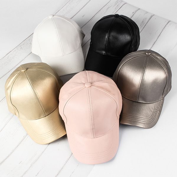 

Adjustable DIY Blank Hats Korean version of PU leather material light body baseball cap four seasons wild cap