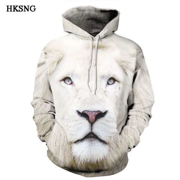 

wholesale- hksng 2017 new unicorn white lion tiger hoodie 3d print animal harajuku novelty loose pullovers sweatshirt coat plus size, Black