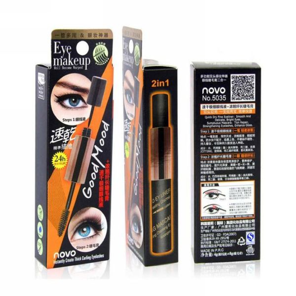 

novo lasting waterproof quick drying liquid eyeliner + dense pitch slender mascara novo eye makeup mascara 120 pcs/lot dhl