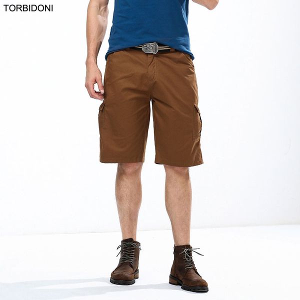 

wholesale- summer new casual cargo shorts men straight fit fashion multi pockets bermuda england style business overalls solid casual fit, White;black