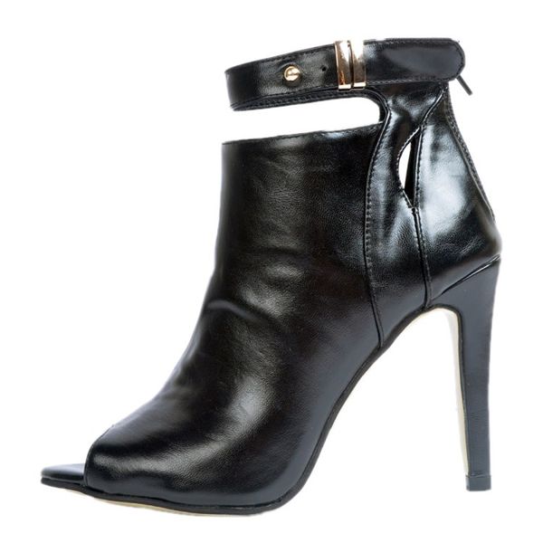 

kolnoo womens ladies handmade high heel boots zipper elegant party dress summer fashion ankle-boots shoes xd384, Black