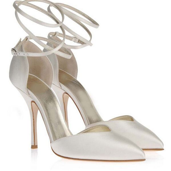 Women Ivory Satin High Heels Bridal Shoes Custom Handmade Elegant