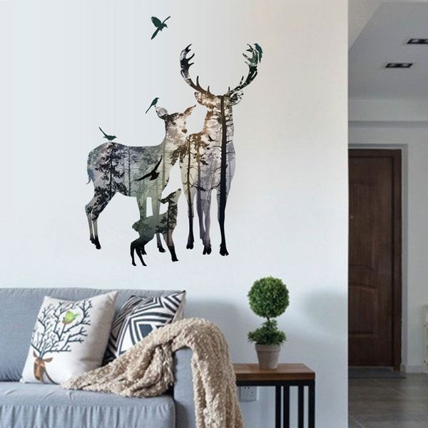 

new fashion forest elk deer wallpaper home decoration living room bedroom decal wall stickers