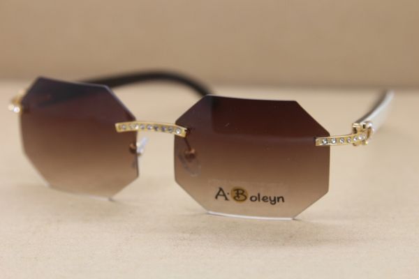 

new t8307002 big designer sunglasses rimless black white buffalo horn glasses new fashion classic glasse size:57-18-140mm polygon gold frame, White;black