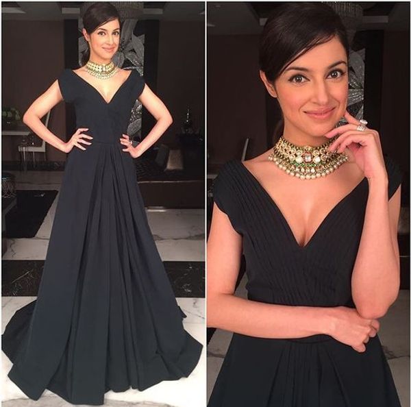 

charming prom dress chiffon party gowns off the shoulder pleat prom dress a-line evening dress, Black