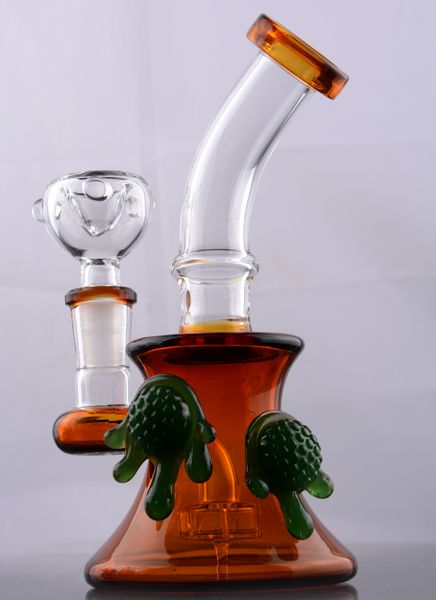 Accessori per fumatori Tubi Bong a collo piegato Mini Bong in vetro spesso Dad Rig con giunto Perc diffuso da 14 mm