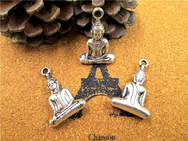 

15pcs silver tone meditating buddha meditation yoga sitting buddha charm pendants 35*22*8mm, Bronze;silver