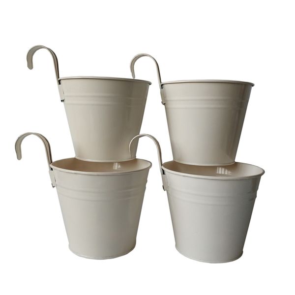 

d14.5xh17.5cm white color metal plant flower pot wall hook planter garden hanging wedding tub flower pot