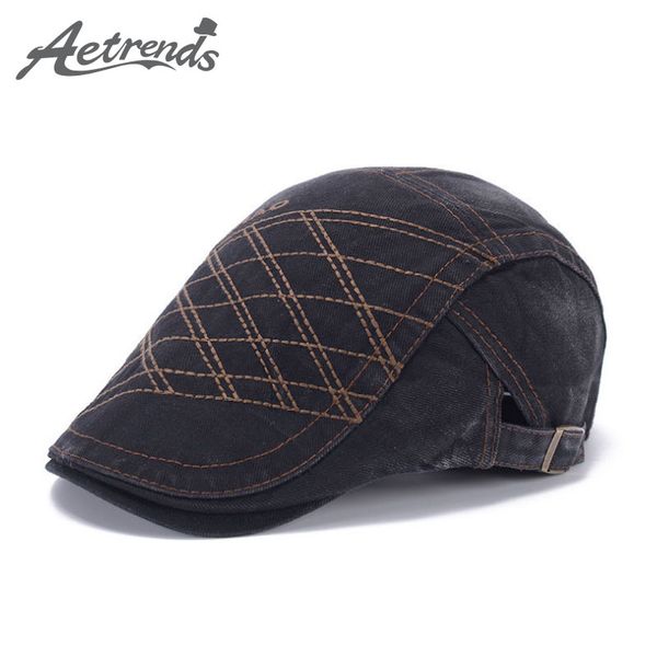 

wholesale-[aetrends] 2016 new denim beret hats for men fashion visor hat men's cap z-2640, Blue;gray