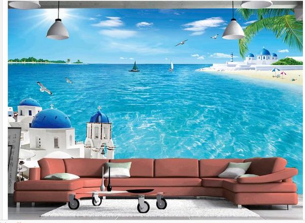 

fashion decor home decoration for bedroom scenery sea coconut beach background wall murals