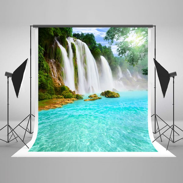 Kate Summer Beach Photography Background Blue Waterfall Sea Photo Studio Sfondo Sfondi di erba naturale