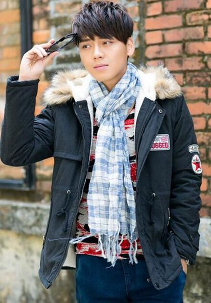 

мужская зима горячий стиль в европе и америке хан издание высококлассный бутик хлопка-ватник пальто тренч / m-2xl, Black