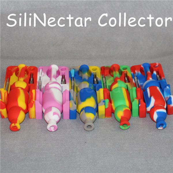 

Silicone Nectar Collector kit Nectar Collectar Tips with Titanium and dabber tool 10mm nectar collector oil rigs glass bongs Silicone Pipe