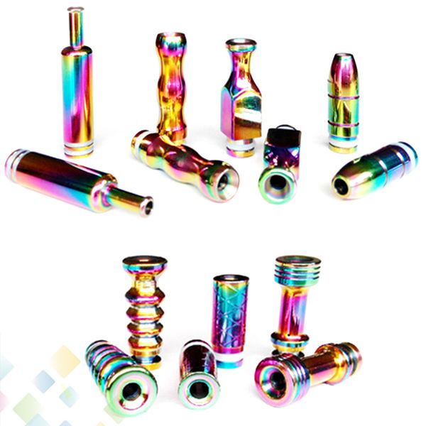 

Beautiful Rainbow Drip Tip Stainless Steel 510 Long drip tip Bullet drip tips Gourd Mouthpiece for EGO 510 Atomizer E Cigarette