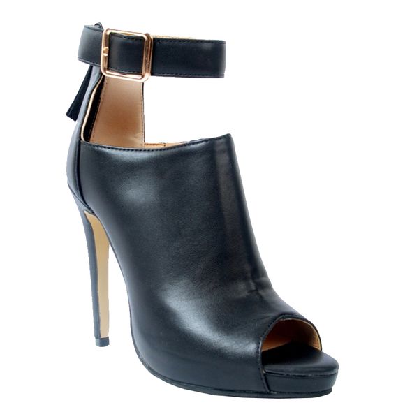 

kolnoo womens handmade buckle ankle strp peep-toe high heel party dress pumps summer shoes black xd389