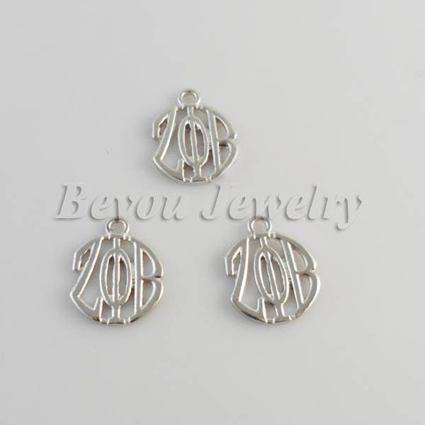 

wholesale- greek zeta phi beta sorority alphabet charm zpb charms product 20pcs 1 lot, Bronze;silver