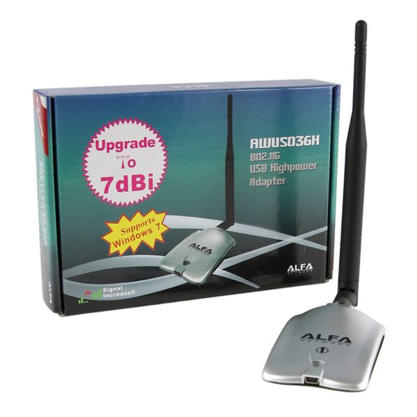 

Оптовая продажа-высокая мощность 150 Мбит / с Alfa AWUS036H беспроводной USB WIFI адаптер 802.11 b / g RT3070L USB WIFI сеть с антенной 7dBi