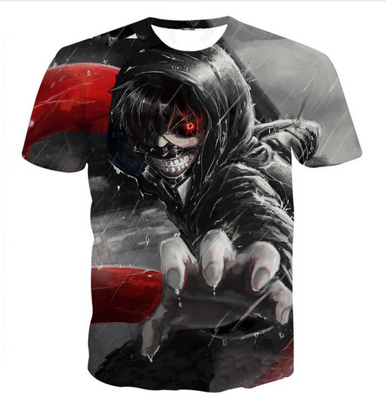 

print mens/womens tokyo abcq039 3d t-shirt funny fashion ghouls casual hniwx, Black