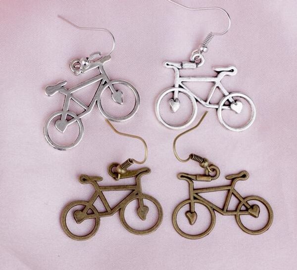 

30pairs 30.8x39mm open heart bike bicycle charm pendant earrings 925 silver fish ear hook chandelier jewelry