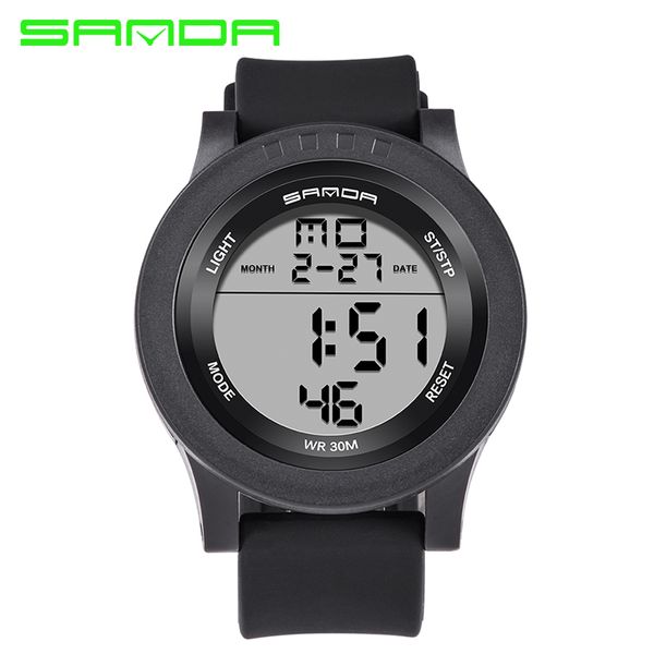 

2017 sanda sport digital watch men brand luxury famous military wrist watches for male clock electronic relogio masculino, Slivery;brown