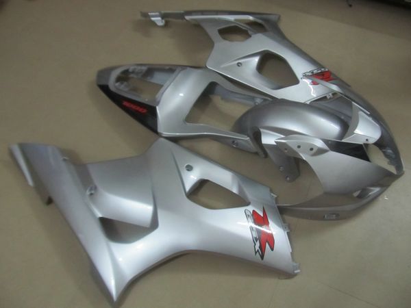 Satış sonrası vücut parçaları Fairing Suzuki Suzuki GSXR1000 03 04 için gümüş kaporta kiti GSXR1000 2003 2004 OT06