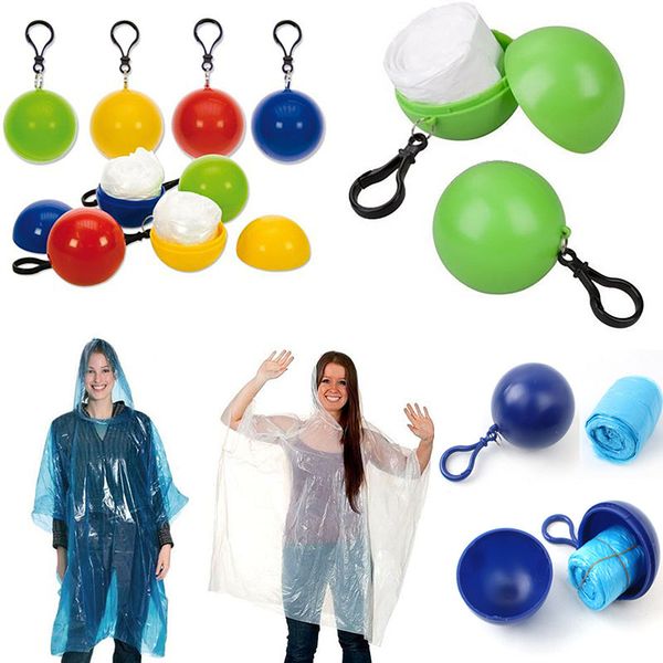 

new spherical raincoat plastic ball key chain disposable portable raincoats rain covers travel tour trip rain coat wx-h16