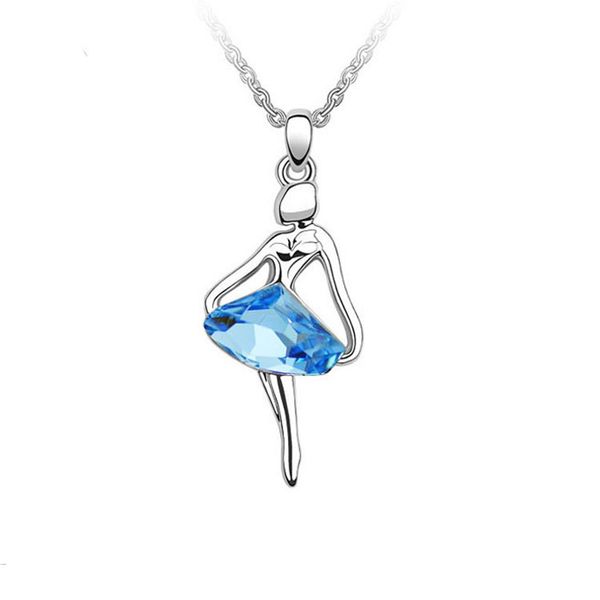 

wholesale-2015 brand new casual 18k gold silver plated austrian crystal ballerina angel pendant necklace european jewelry for women