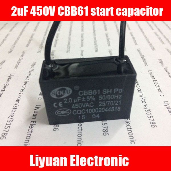 

оптово - 1pcs 2uf 450в пуск конденсатор / вентилятор конденсатора / вентилятор емкость / cbb61 пуск двигателя конденсатор